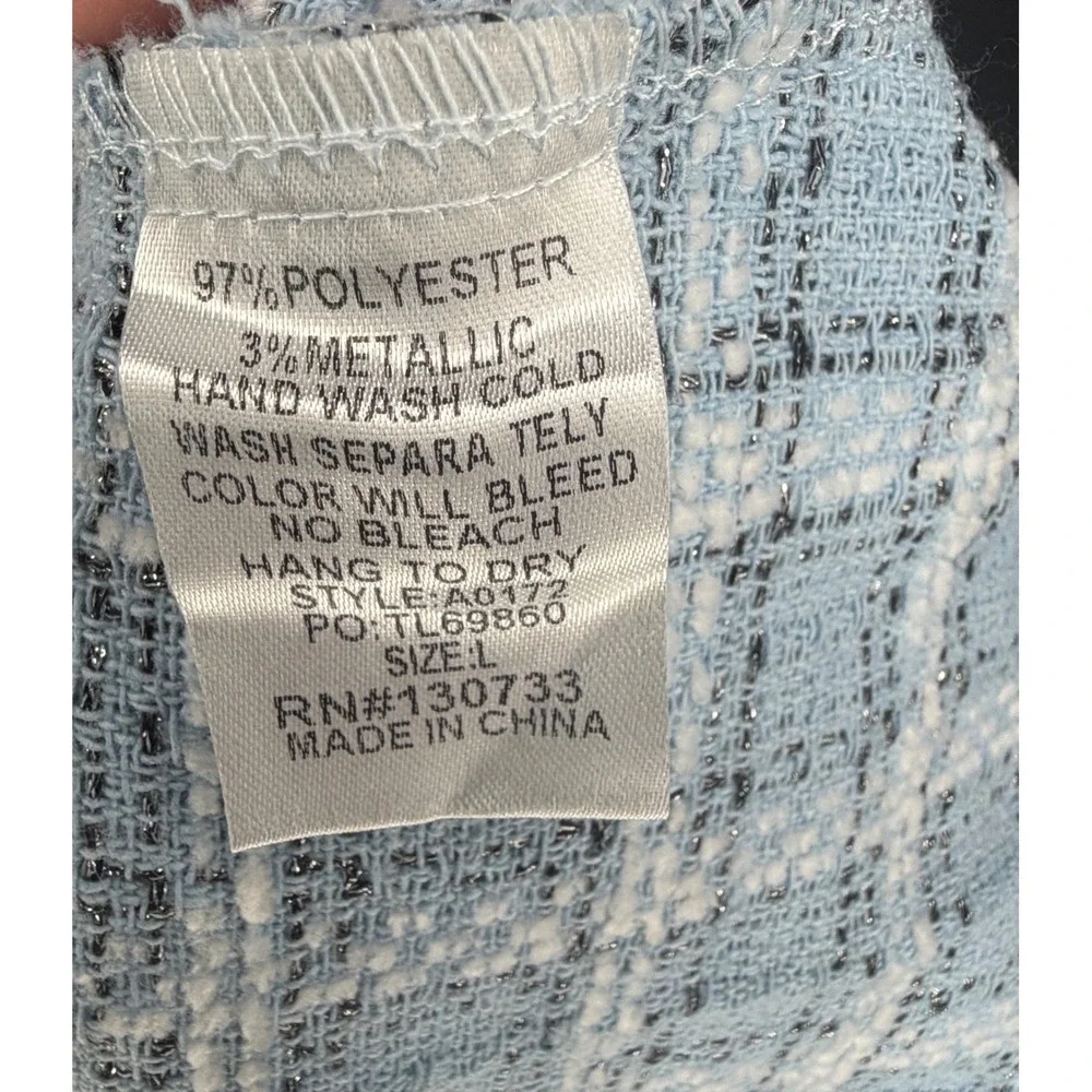 Umgee Blue Plaid Tweed Mini Dress Square Neck Frayed Raw Edge‎ Sleeveless Large